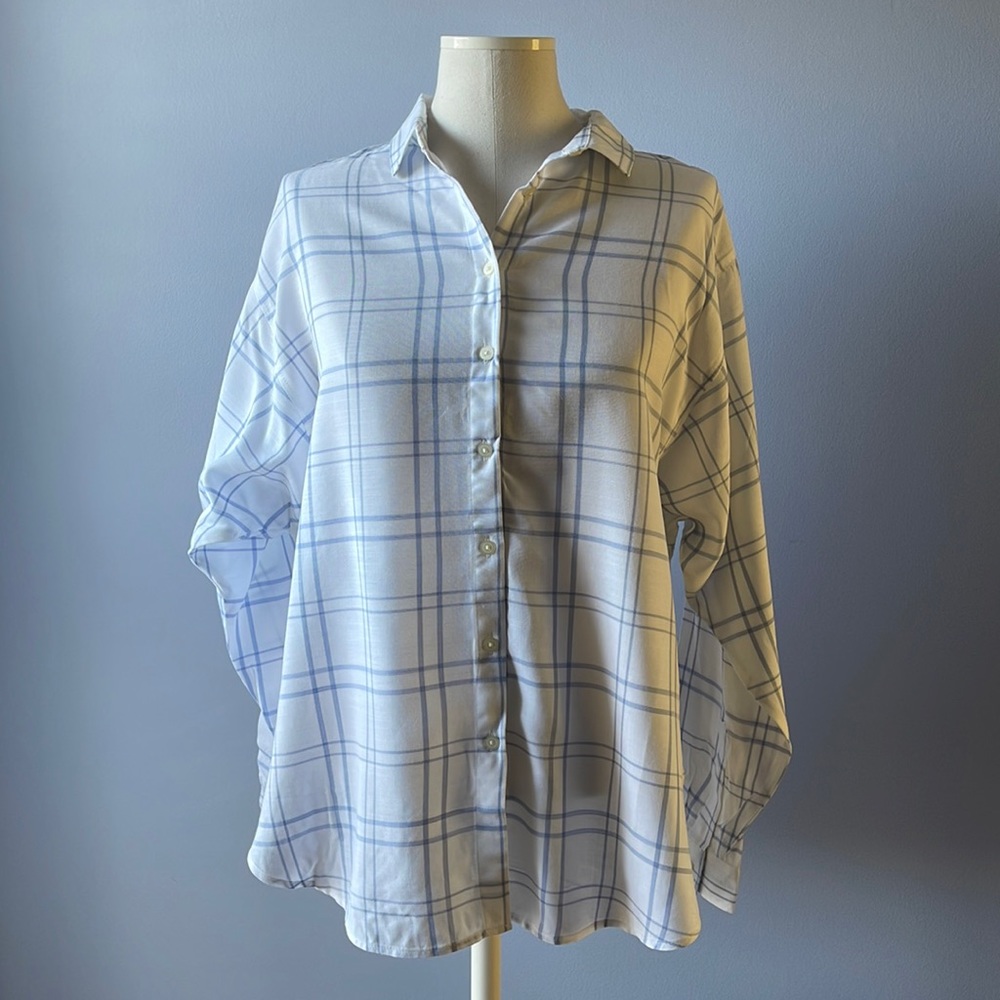 NEW LOFT BLOUSE IN WHITE WITH BLUE STRIPES